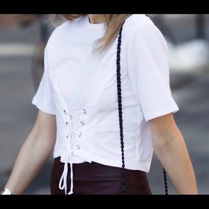Zara front lace up corset shirt